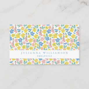 Cute Blue och Gult Ditsy Blommigt Modern Visitkort