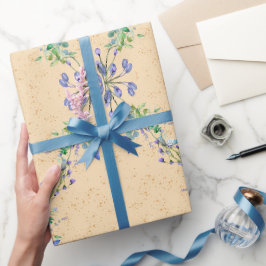 Cute Blue och Light Brown Flower Presentpapper