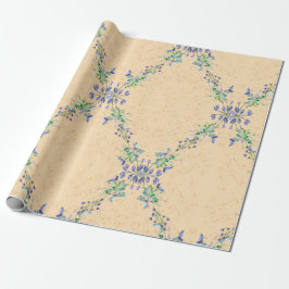Cute Blue och Light Brown Flower Presentpapper