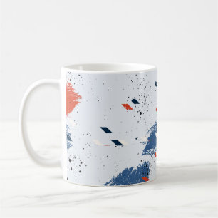 Cute Blue och Red Paint Stänk och Penseldrag Kaffemugg
