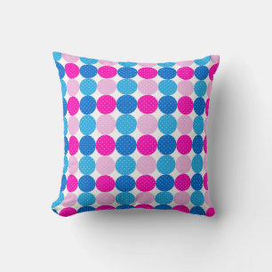 Cute Blue och Rosa Polka Dot Mönster Kudde