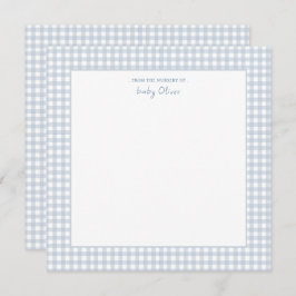 Cute Blue och white gingham Square Pojke Tack Kort