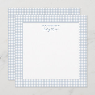 Cute Blue och white gingham Square Pojke Tack Kort