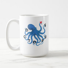 Cute Blue Octopus Friend with Heart Ocean Scuba  Kaffemugg
