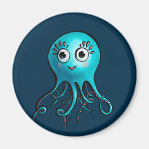 Cute Blue Octopus - Kawaii Tecknad Sea Animal