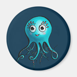Cute Blue Octopus - Kawaii Tecknad Sea Animal Magnet