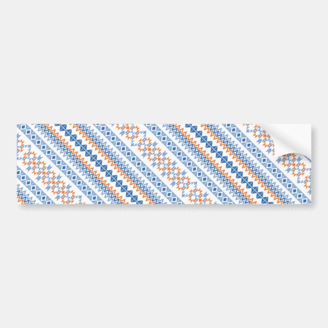 Cute blue orange Aztec Tribal Motif Mönster Bildekal (Framsidan)