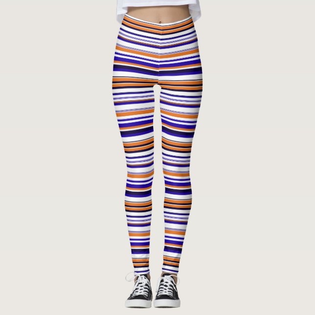 Cute Blue orange rand Leggings (Framsida)