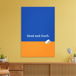 Cute Blue Orange Sand Surfa Lycklig Clam Minimalis Canvastryck