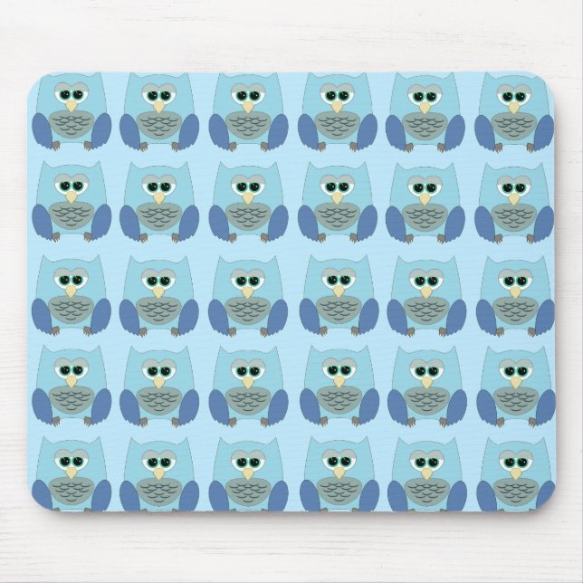 Cute Blue Owls Pattern Musmatta (Framsidan)