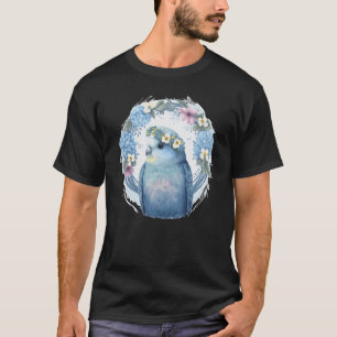Cute Blue Parakeet Budgie Bird Flower Krona Pet Bi T Shirt