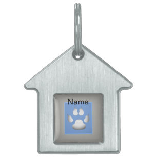 Cute Blue Pastel Tass avtryck Hund House ID-bricka Husdjur