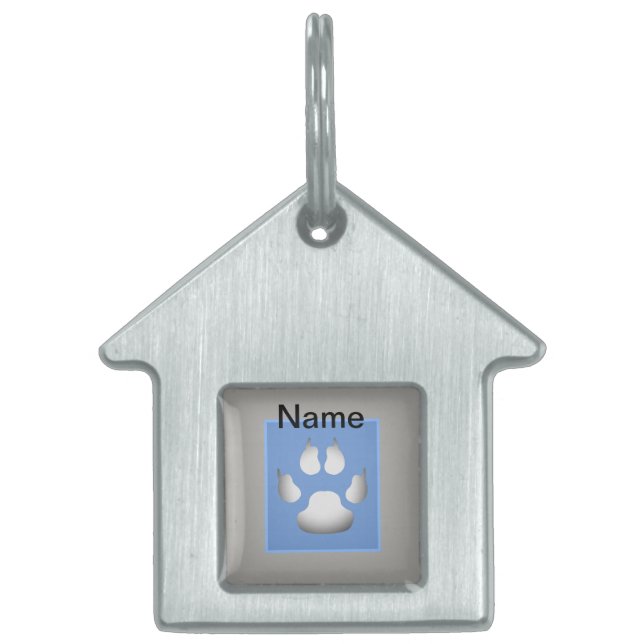 Cute Blue Pastel Tass avtryck Hund House ID-bricka Husdjur (Framsidan)
