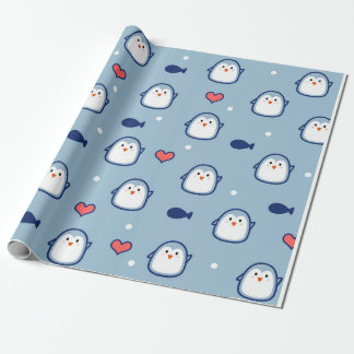 Cute Blue Penguin Mönster Presentpapper