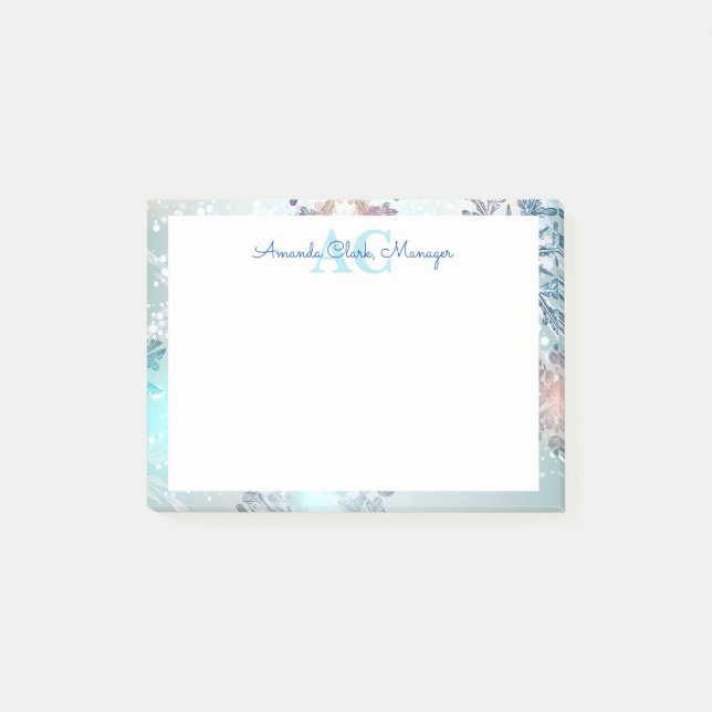 Cute Blue Personlig Monogram Namn Post-it Block (Framsida)