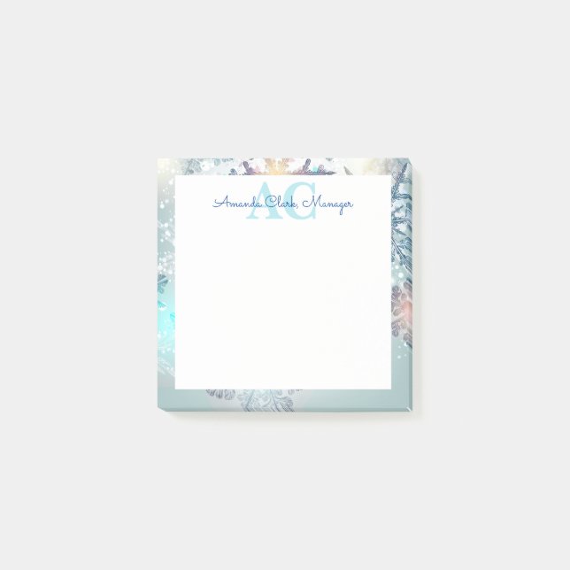 Cute Blue Personlig Monogram Namn Post-it Block (Framsida)