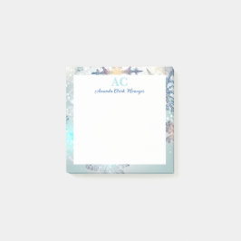 Cute Blue Personlig Monogram Namn Post-it Block