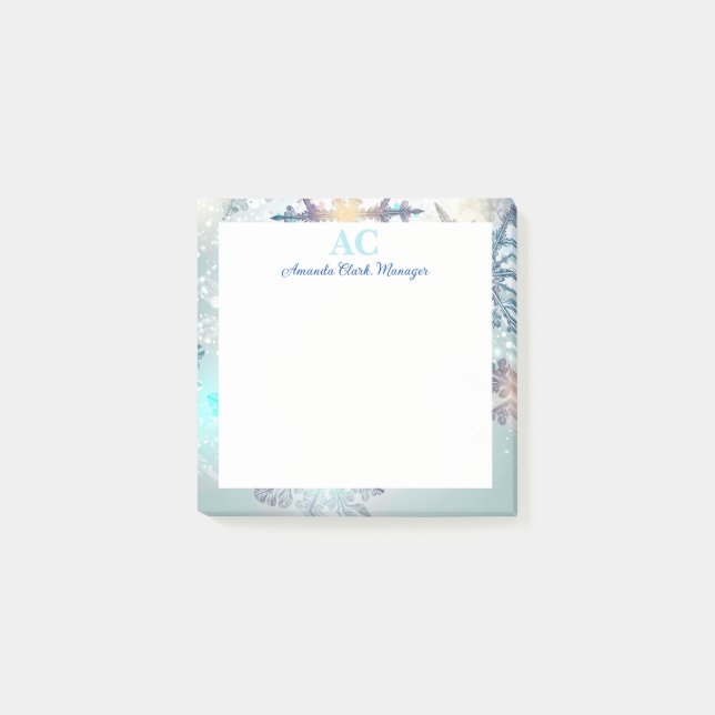 Cute Blue Personlig Monogram Namn Post-it Block (Framsida)