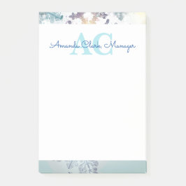 Cute Blue Personlig Monogram Namn Post-it Block