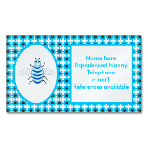 Cute Blue Pojke Bee Anpassningsbar Nanny Magnetiska Visitkort