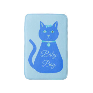 Cute Blue Pojke Cat Anpassningsbar Badrumsmatta