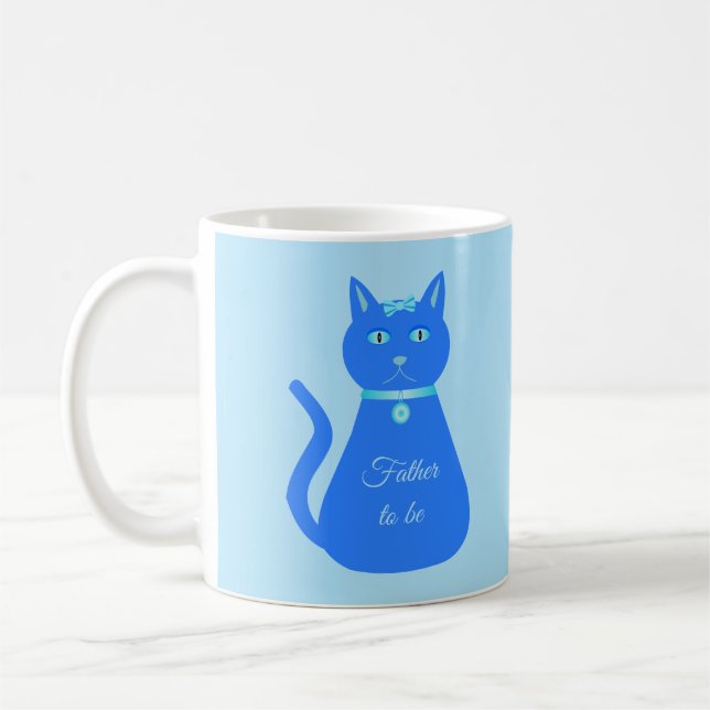 Cute Blue Pojke Cat Anpassningsbar Far ska Kaffemugg (Vänster)