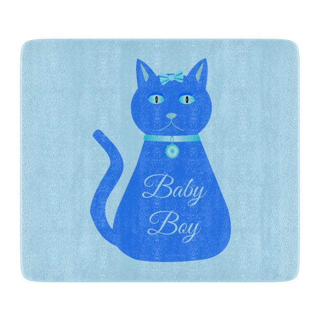Cute Blue Pojke Cat Anpassningsbar Gender Reveal (Framsidan)