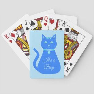 Cute Blue Pojke Cat Anpassningsbar Gender Reveal Casinokort