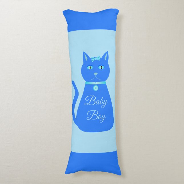 Cute Blue Pojke Cat Anpassningsbar Kroppskudde (Framsidan Vertikal)