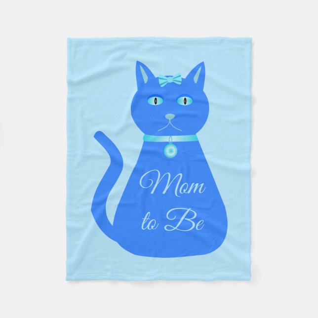 Cute Blue Pojke Cat Anpassningsbar Mamma ska Fleecefilt (Framsidan)