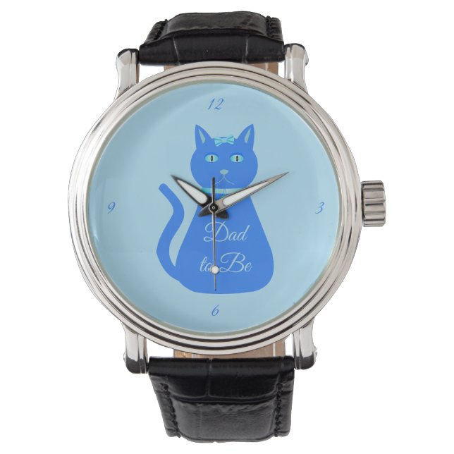 Cute Blue Pojke Cat Anpassningsbar Pappa ska Armbandsur (Framsida)