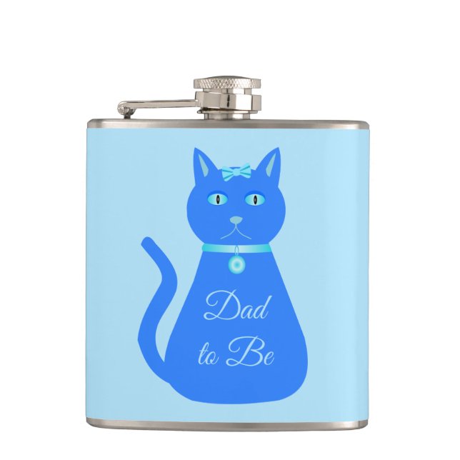 Cute Blue Pojke Cat Anpassningsbar Pappa ska Fickplunta (Framsidan)