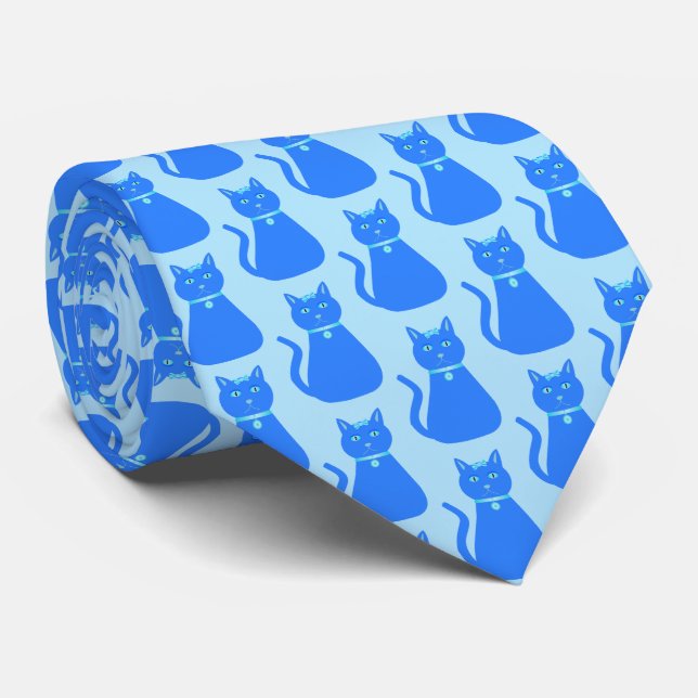 Cute Blue Pojke Cat Pappa ska vara Slips (Rullad)