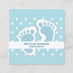 Cute Blue Pojke Feet Illustration Fyrkantigt Visitkort