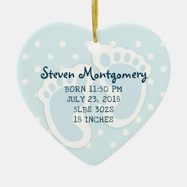 Cute Blue Pojke Feet Illustration Julgransprydnad Keramik (Framsidan)