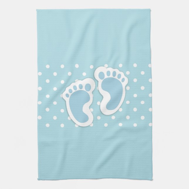 Cute Blue Pojke Feet Illustration Kökshandduk (Vertikal)
