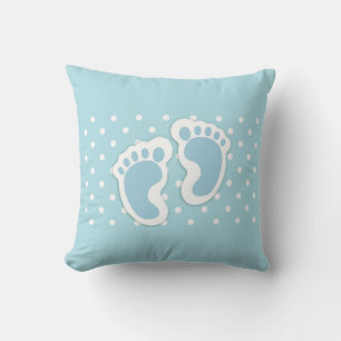 Cute Blue Pojke Feet Illustration Kudde