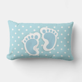Cute Blue Pojke Feet Illustration Lumbarkudde