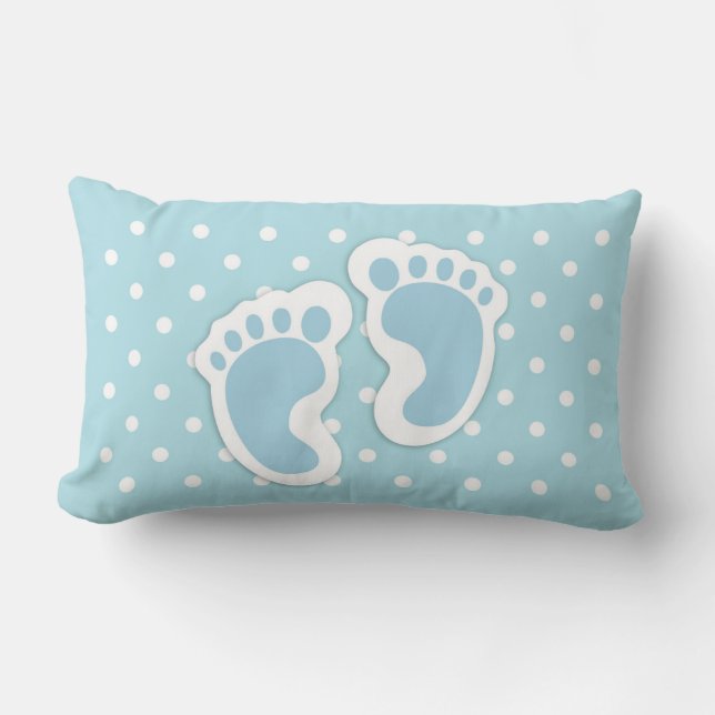 Cute Blue Pojke Feet Illustration Lumbarkudde (Framsida)