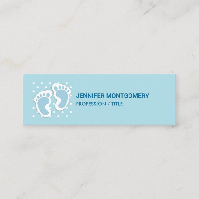 Cute Blue Pojke Feet Illustration Mini Visitkort (Framsida)