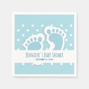 Cute Blue Pojke Feet Illustration Pappersservett
