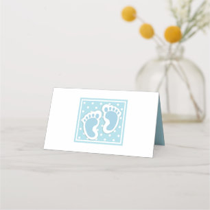 Cute Blue Pojke Feet Illustration Placeringskort