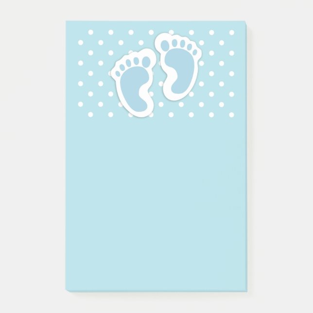 Cute Blue Pojke Feet Illustration Post-it Block (Framsida)