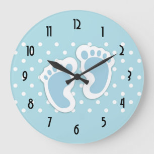 Cute Blue Pojke Feet Illustration Stor Klocka