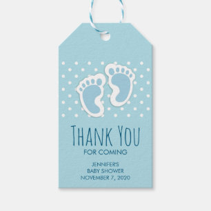 Cute Blue Pojke Feet Illustration Tack Presentetikett