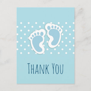 Cute Blue Pojke Feet Illustration Tack Vykort