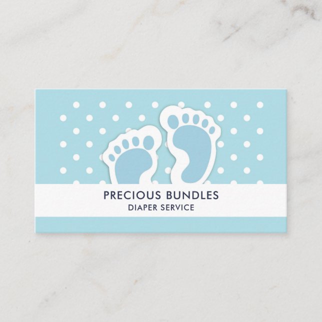 Cute Blue Pojke Feet Illustration Visitkort (Framsida)