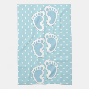 Cute Blue Pojke Feet Mönster Kökshandduk