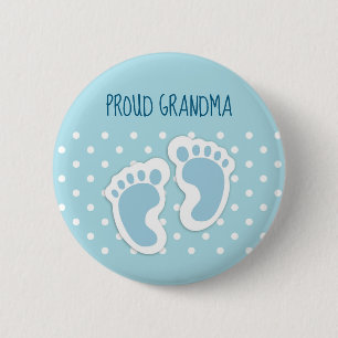 Cute Blue Pojke Feet Proud Grandma Knapp