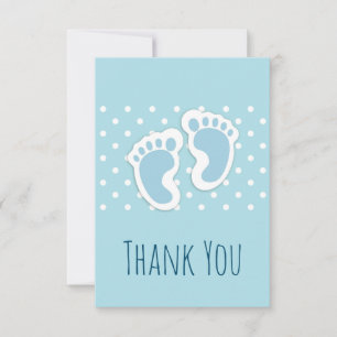 Cute Blue Pojke Feet Tack Kort